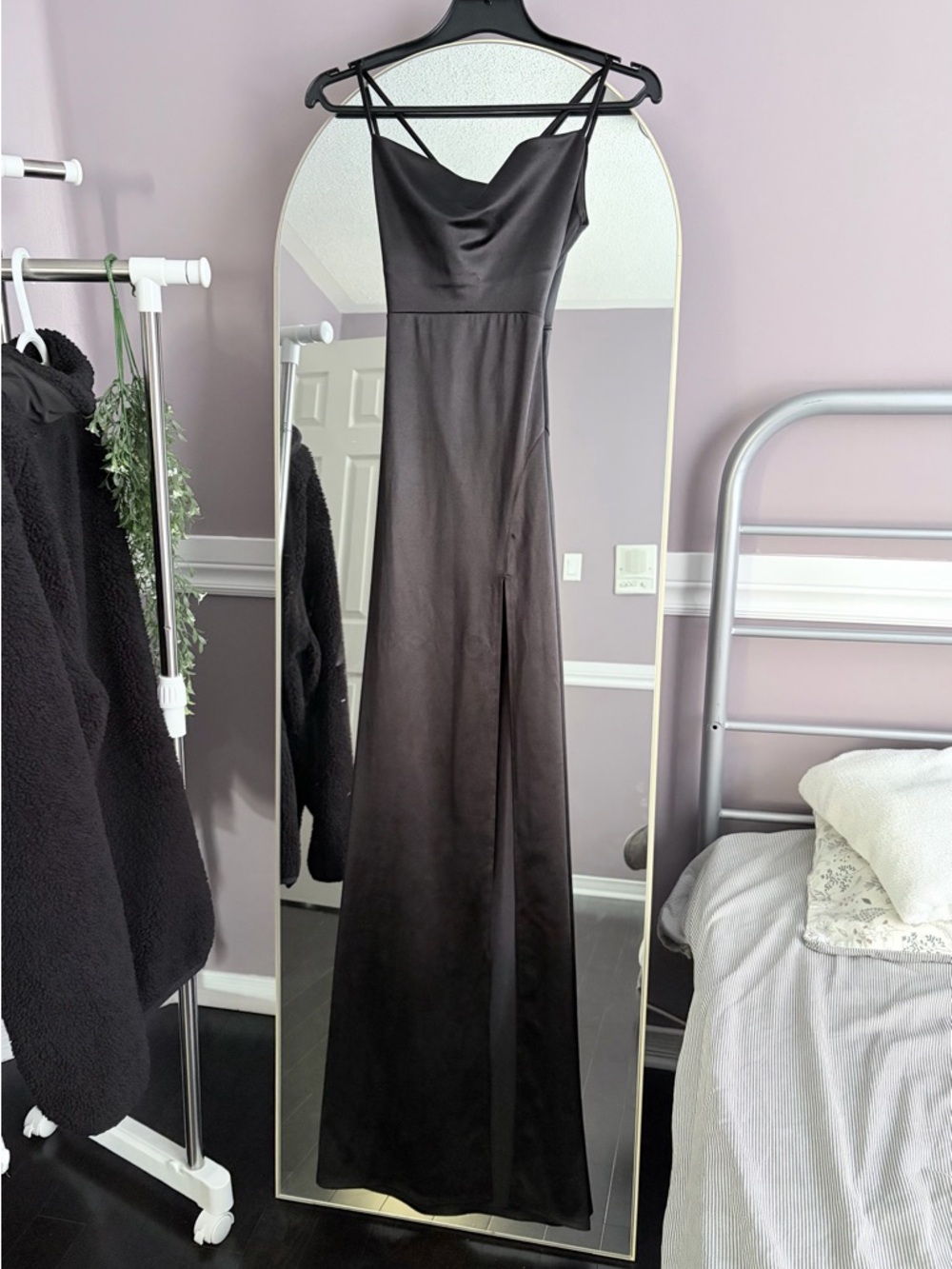 Black Satin Slip Maxi Dress